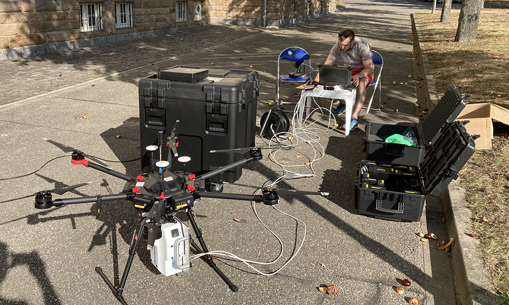 Preparation of the drone flight and calibration of the hyperspectral sensor system.