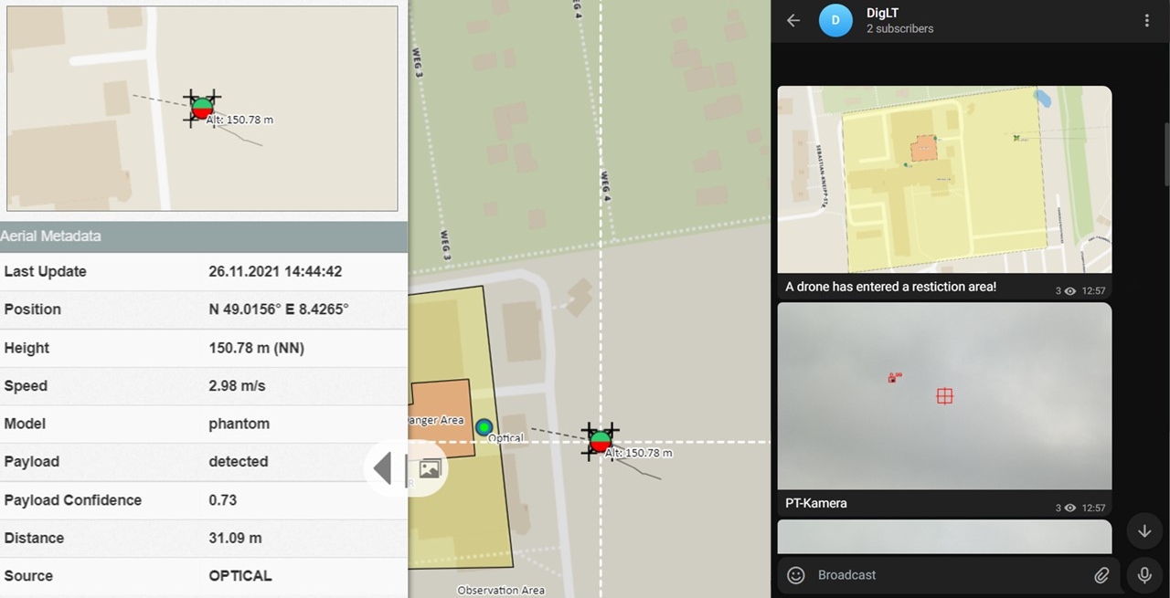 Detection of drone model with payload and alerting to mobile device