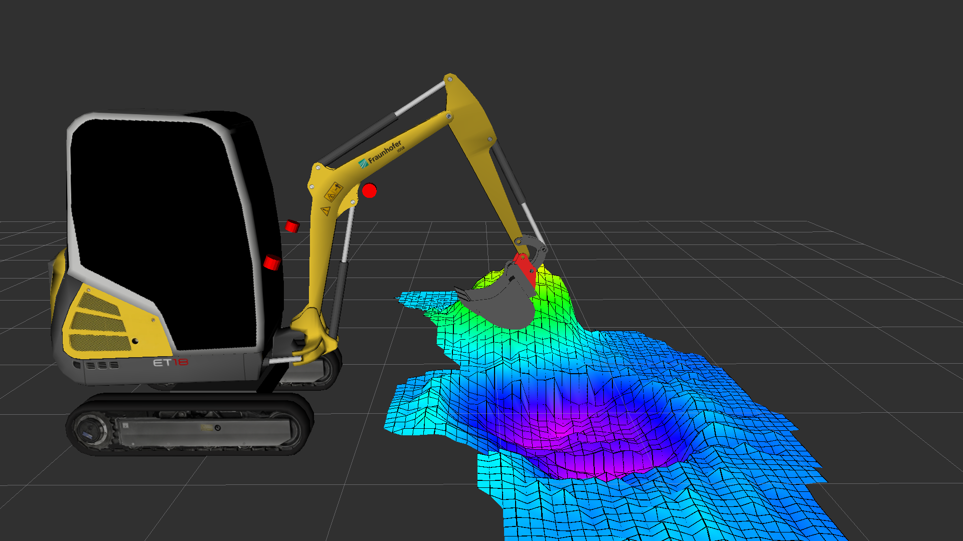 Visualization of an autonomous excavator and volumetric mapping of its environment